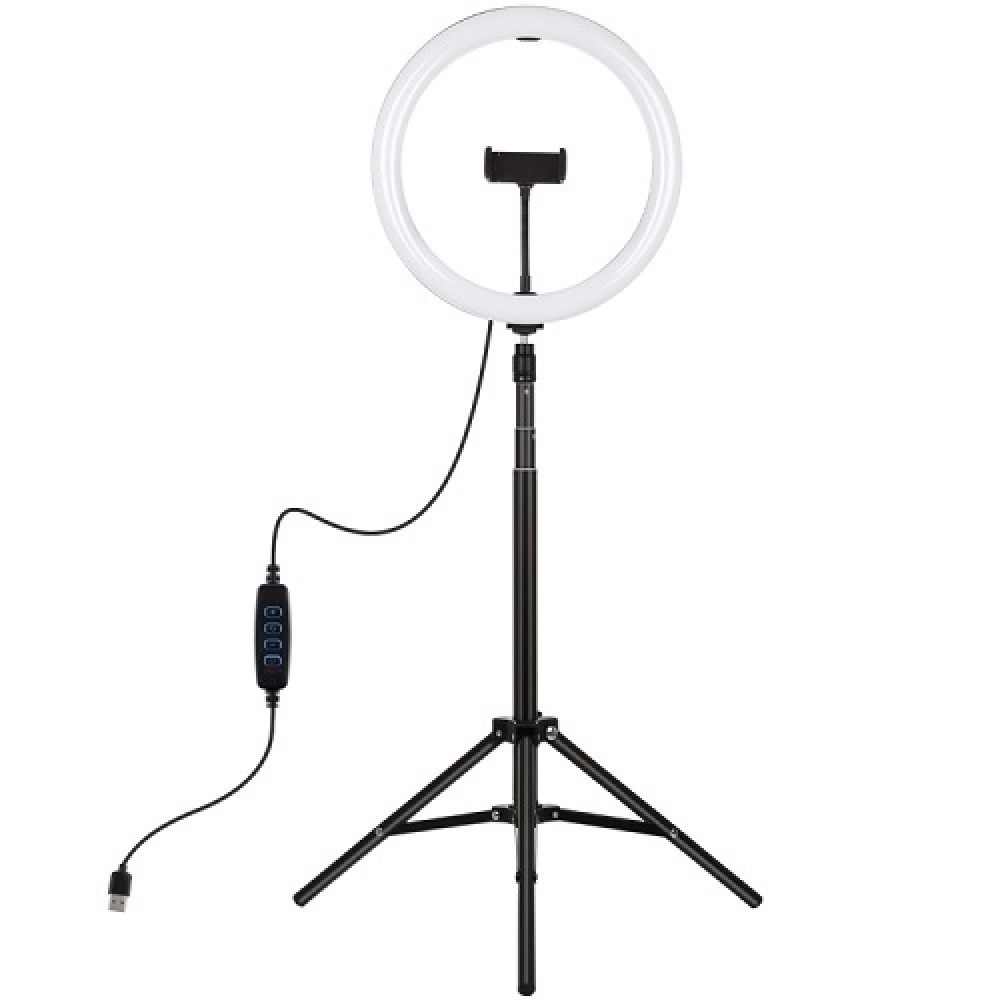 LED Ring Lamp 30cm with Tripod Mount Up To 1.65m, phone clamp, USB